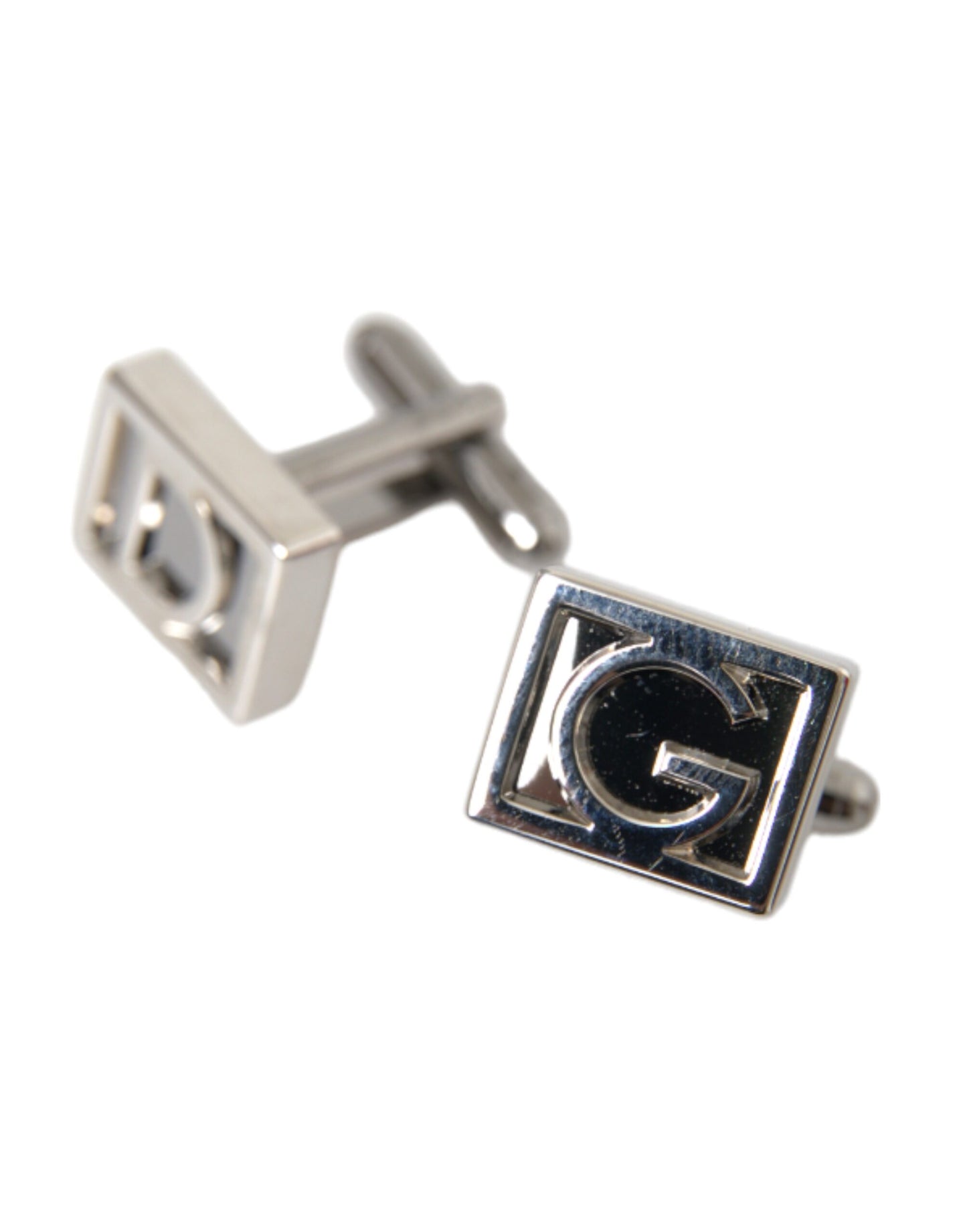 Dolce & Gabbana Silver Plated Metal Brass DG Logo Pin Cufflinks Dolce & Gabbana