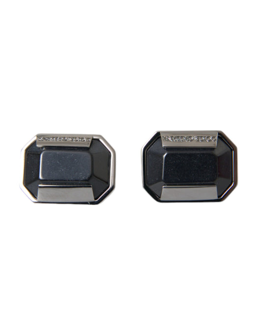 Dolce & Gabbana Silver Plated Brass Pin Crystal Cufflinks Dolce & Gabbana