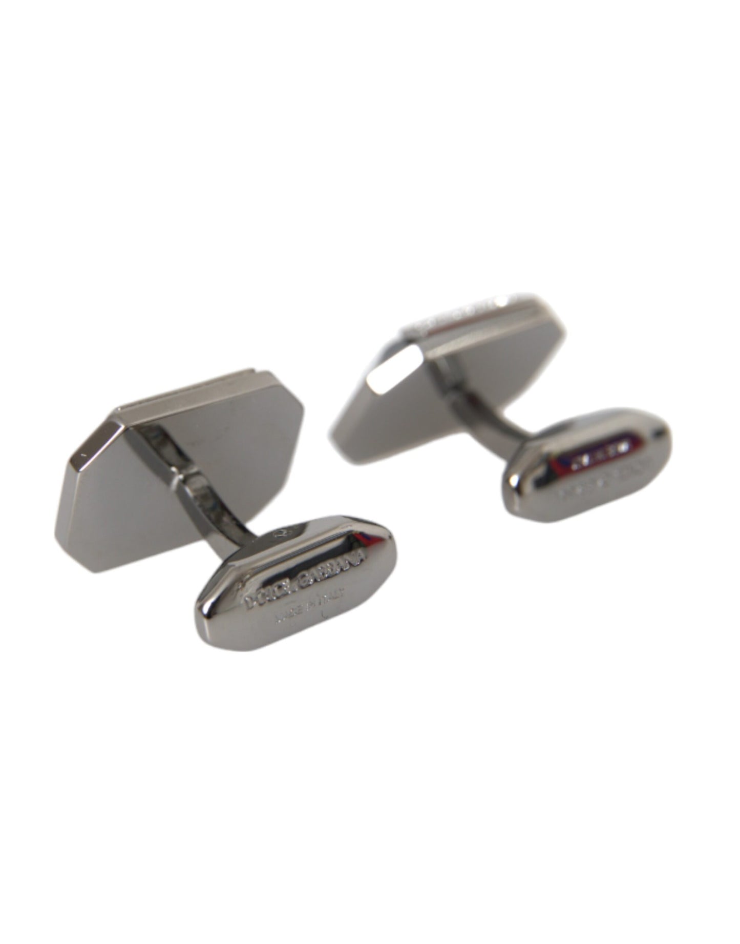 Dolce & Gabbana Silver Plated Brass Pin Crystal Cufflinks Dolce & Gabbana