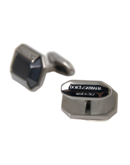 Dolce & Gabbana Silver Plated Brass Pin Crystal Cufflinks Dolce & Gabbana