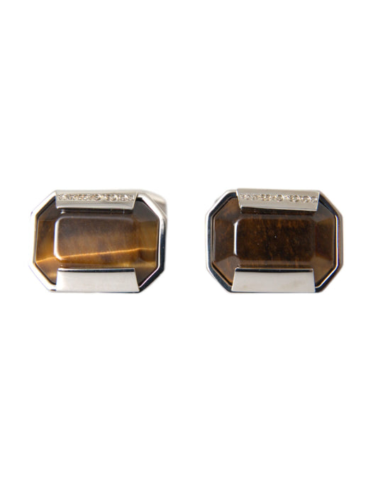 Dolce & Gabbana Silver Plated Brass Pin Crystal Cufflinks Dolce & Gabbana