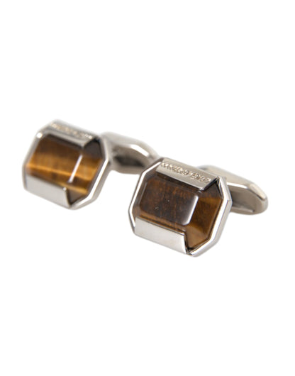 Dolce & Gabbana Silver Plated Brass Pin Crystal Cufflinks Dolce & Gabbana