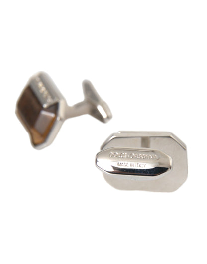 Dolce & Gabbana Silver Plated Brass Pin Crystal Cufflinks Dolce & Gabbana