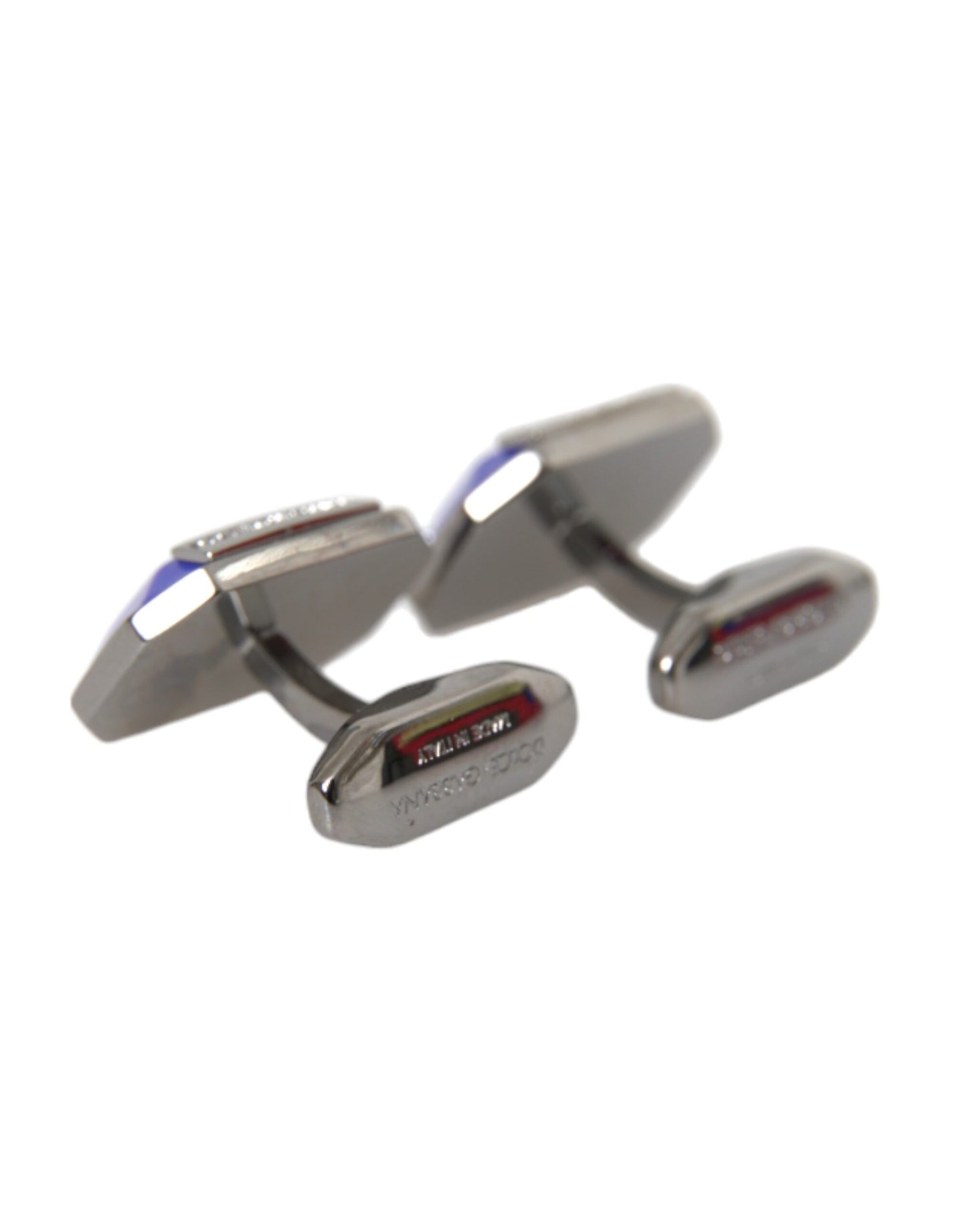 Dolce & Gabbana Silver Plated Brass Pin Crystal Cufflinks Dolce & Gabbana