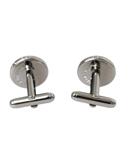 Dolce & Gabbana Silver Plated Brass Round Pin Men Cufflinks Dolce & Gabbana