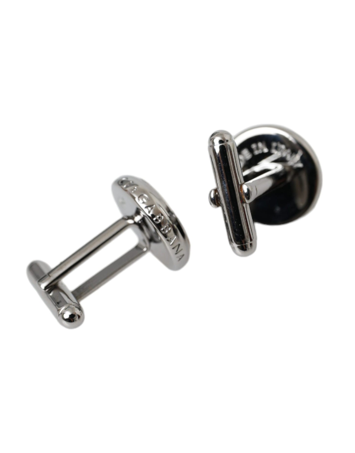 Dolce & Gabbana Silver Plated Brass Round Pin Men Cufflinks Dolce & Gabbana