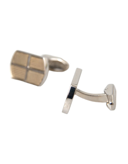 Dolce & Gabbana Silver Gold Plated Metal Brass Pin Cufflinks Dolce & Gabbana