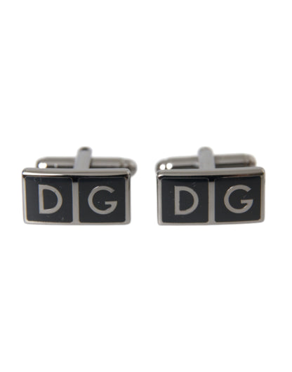 Dolce & Gabbana Silver Plated Metal Brass DG Logo Pin Cufflinks Dolce & Gabbana