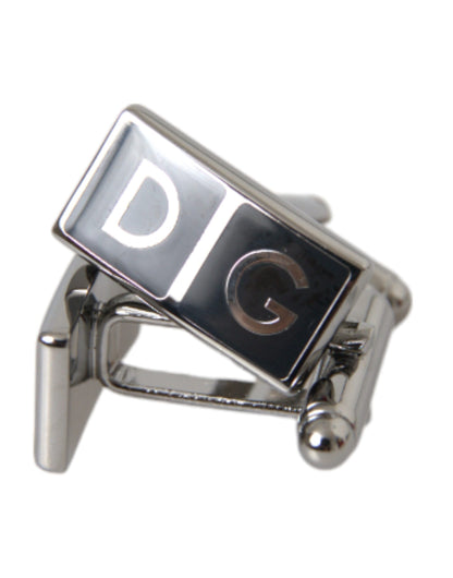 Dolce & Gabbana Silver Plated Metal Brass DG Logo Pin Cufflinks Dolce & Gabbana