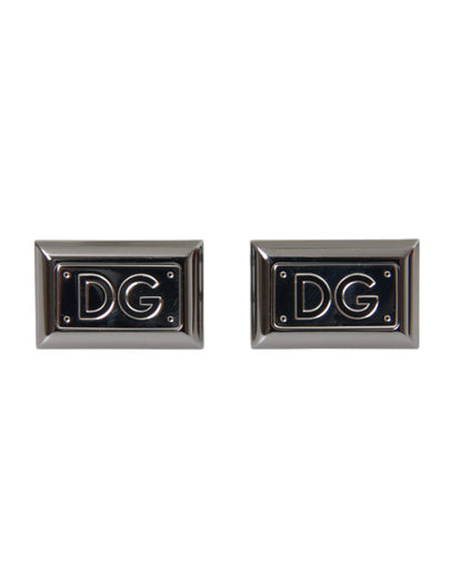 Dolce & Gabbana Silver Plated Metal Brass DG Logo Pin Cufflinks Dolce & Gabbana