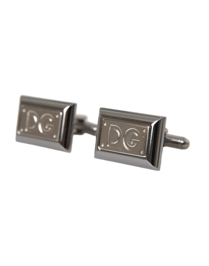 Dolce & Gabbana Silver Plated Metal Brass DG Logo Pin Cufflinks Dolce & Gabbana