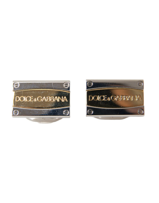 Dolce & Gabbana Silver Gold Plated Brass DG Logo Pin Cufflinks Dolce & Gabbana