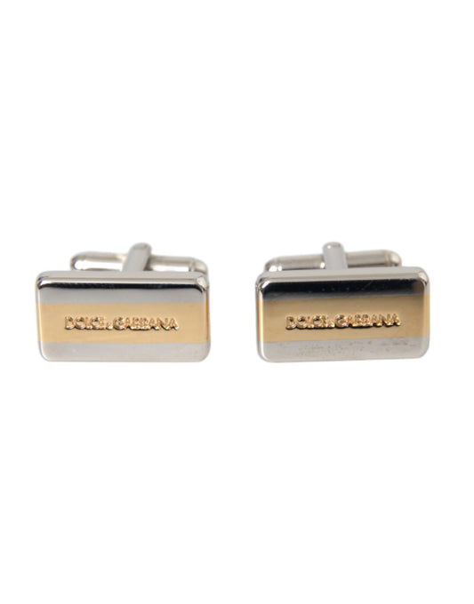 Dolce & Gabbana Silver Gold Plated Brass DG Logo Pin Cufflinks Dolce & Gabbana