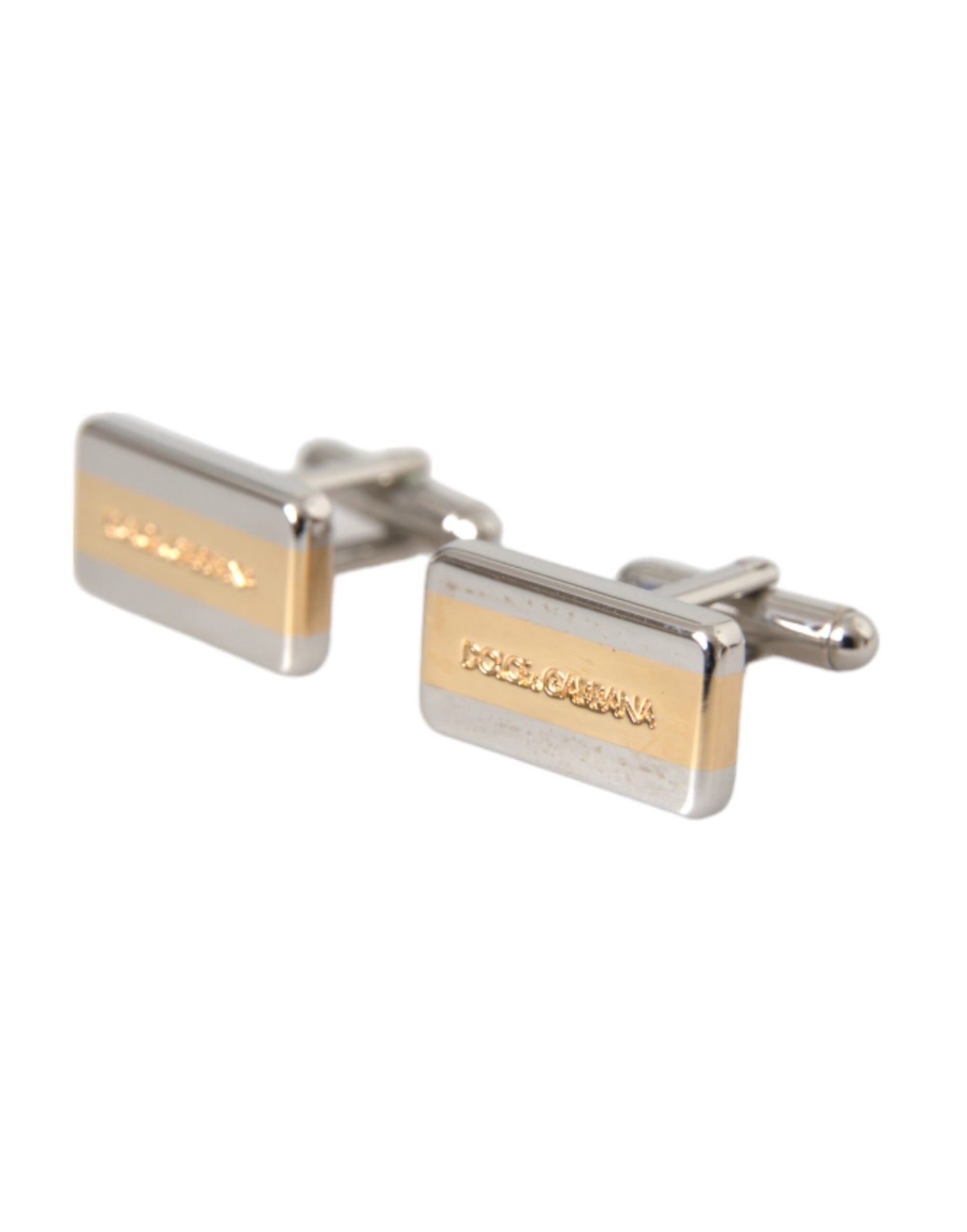 Dolce & Gabbana Silver Gold Plated Brass DG Logo Pin Cufflinks Dolce & Gabbana