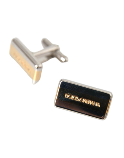 Dolce & Gabbana Silver Gold Plated Brass DG Logo Pin Cufflinks Dolce & Gabbana