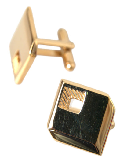 Dolce & Gabbana Gold Plated Metal Brass Square Pin Cufflinks Dolce & Gabbana