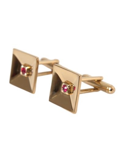 Dolce & Gabbana Gold Plated Brass Crystal Square Pin Cufflinks Dolce & Gabbana