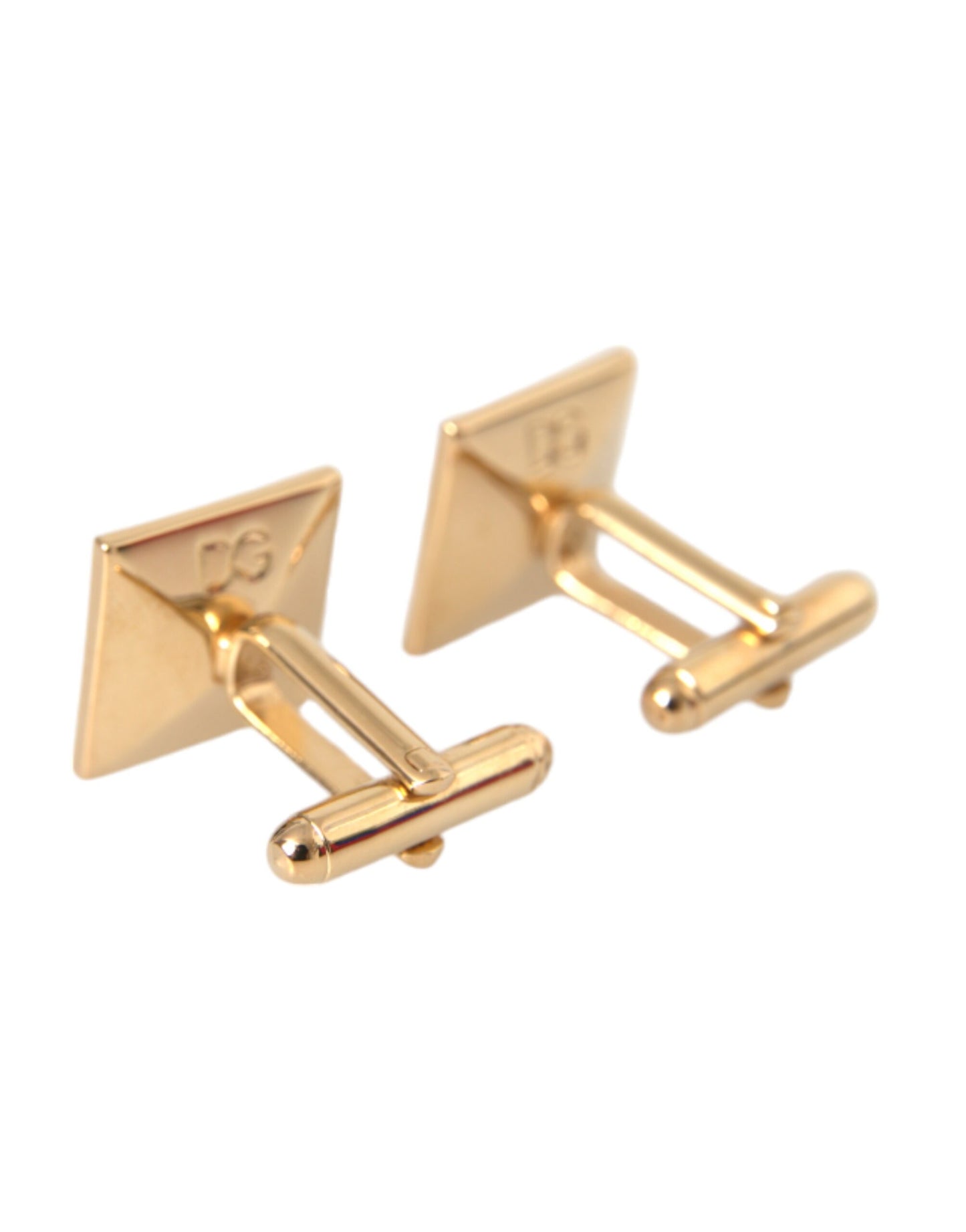 Dolce & Gabbana Gold Plated Brass Crystal Square Pin Cufflinks Dolce & Gabbana