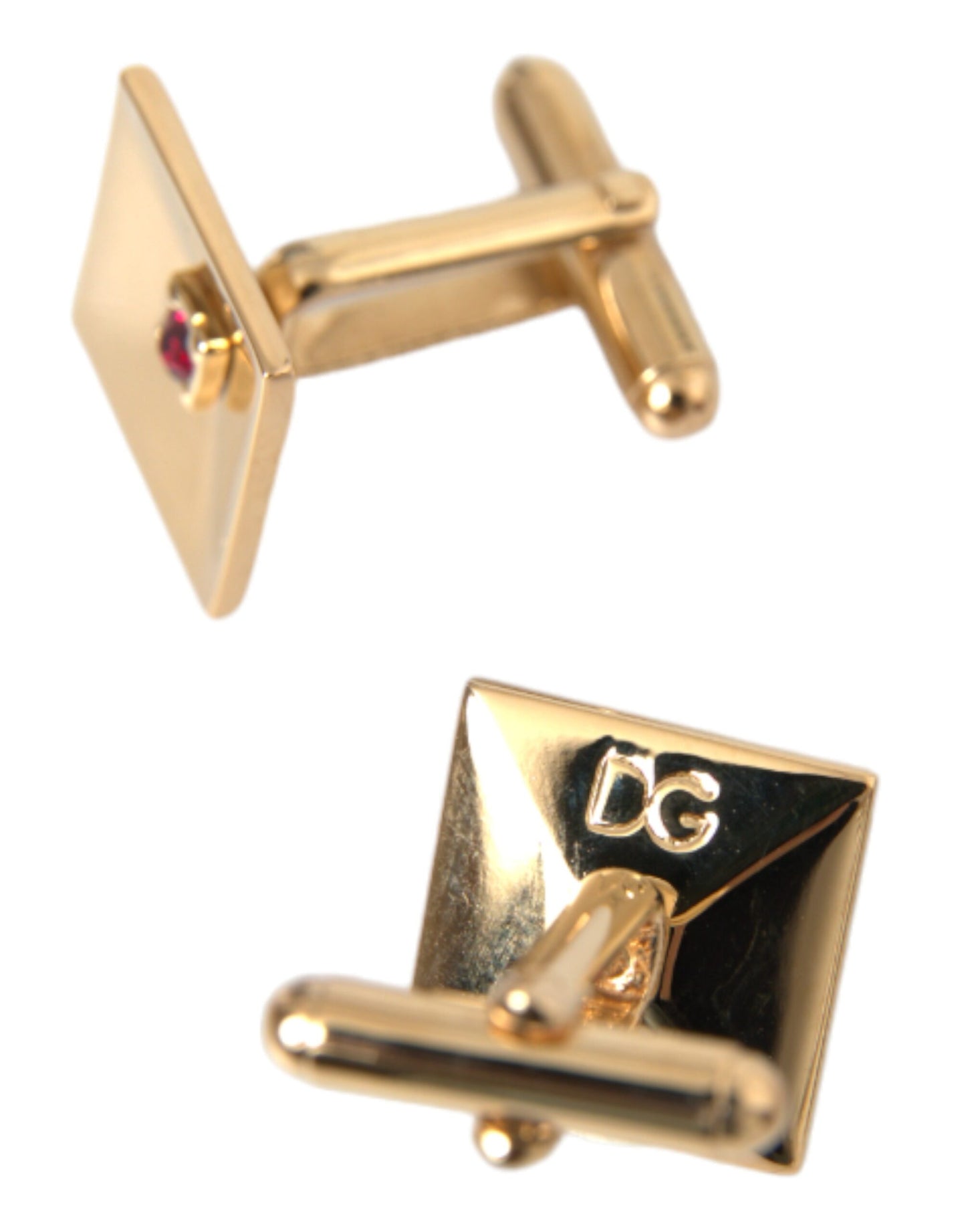 Dolce & Gabbana Gold Plated Brass Crystal Square Pin Cufflinks Dolce & Gabbana