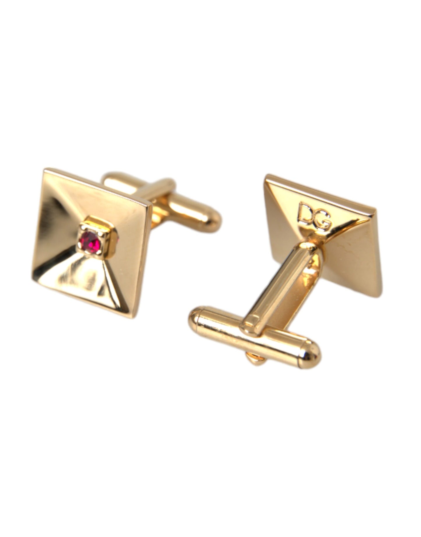 Dolce & Gabbana Gold Plated Brass Crystal Square Pin Cufflinks Dolce & Gabbana