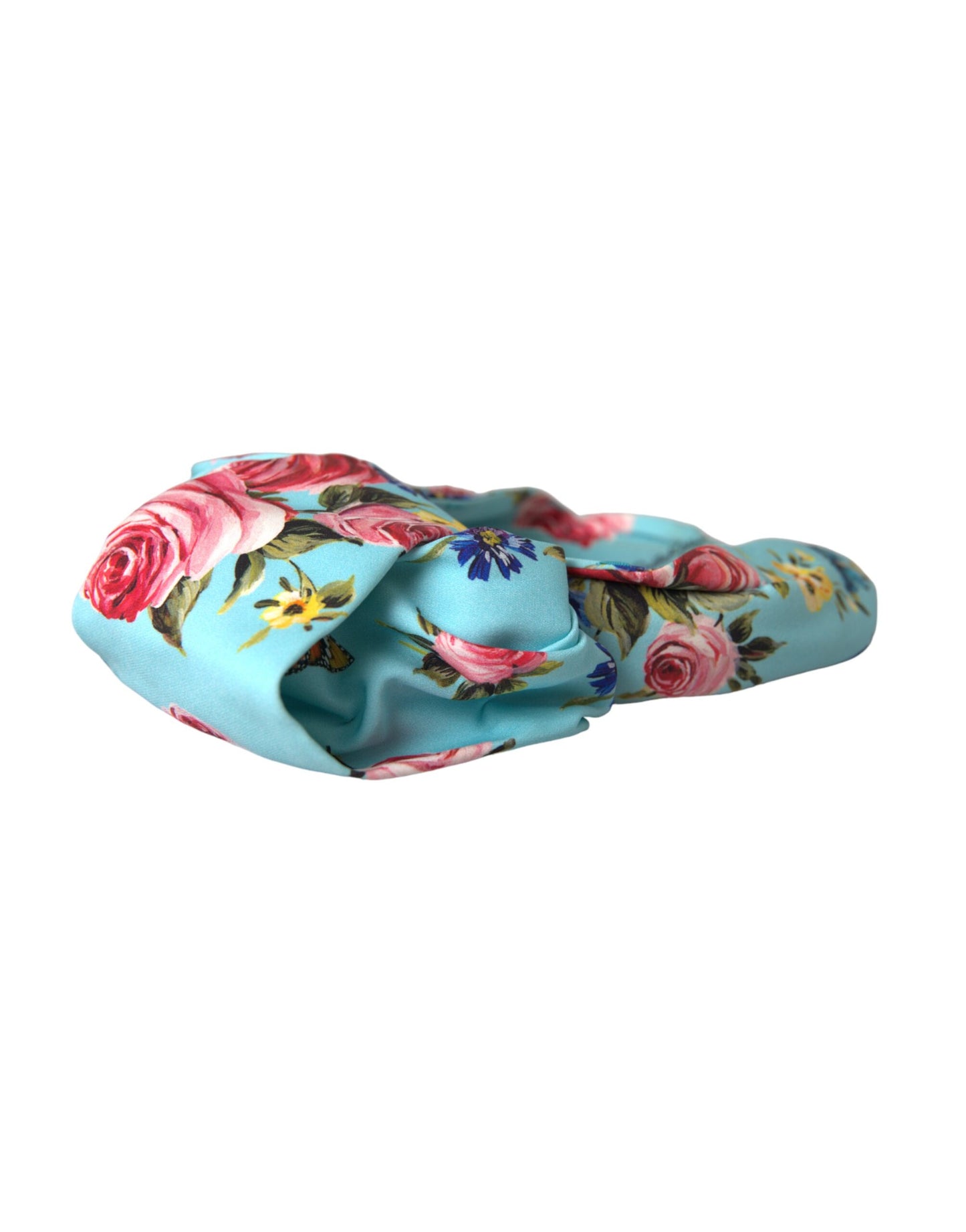 Dolce & Gabbana Turquoise Floral Applique Silk Women Headband Diadem Dolce & Gabbana