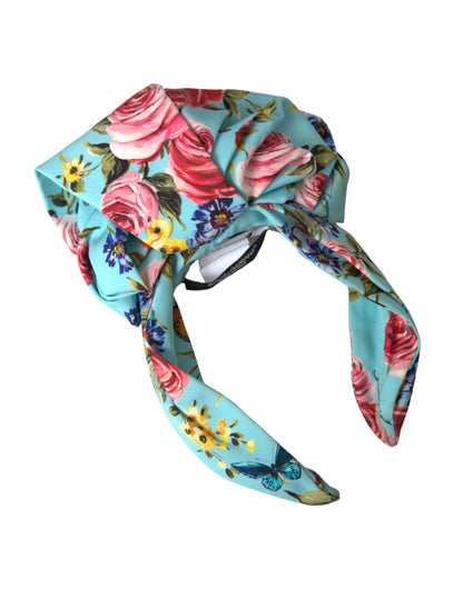 Dolce & Gabbana Turquoise Floral Applique Silk Women Headband Diadem Dolce & Gabbana