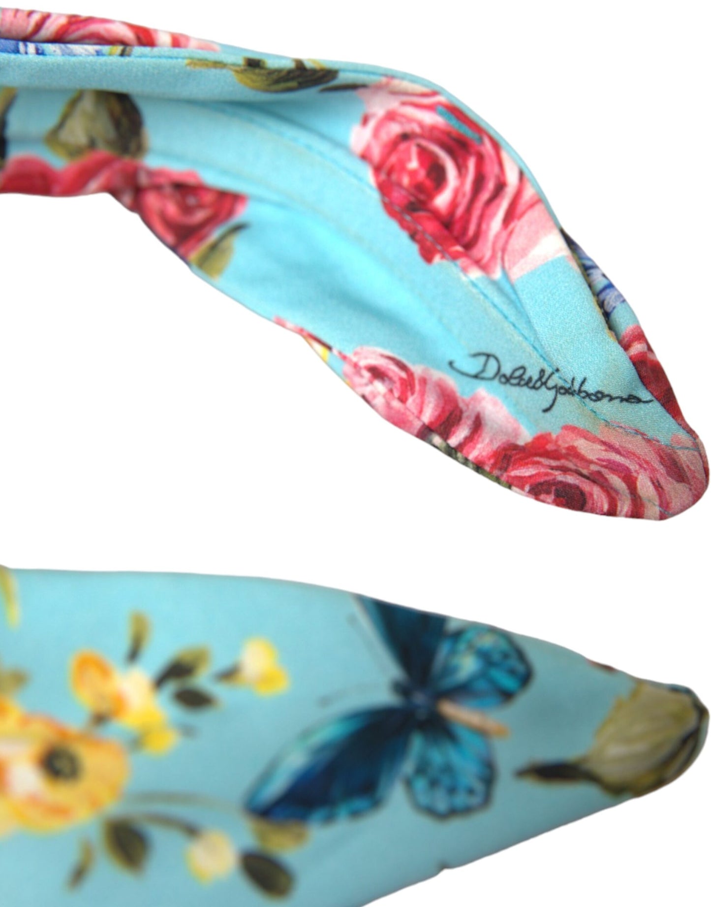 Dolce & Gabbana Turquoise Floral Applique Silk Women Headband Diadem Dolce & Gabbana