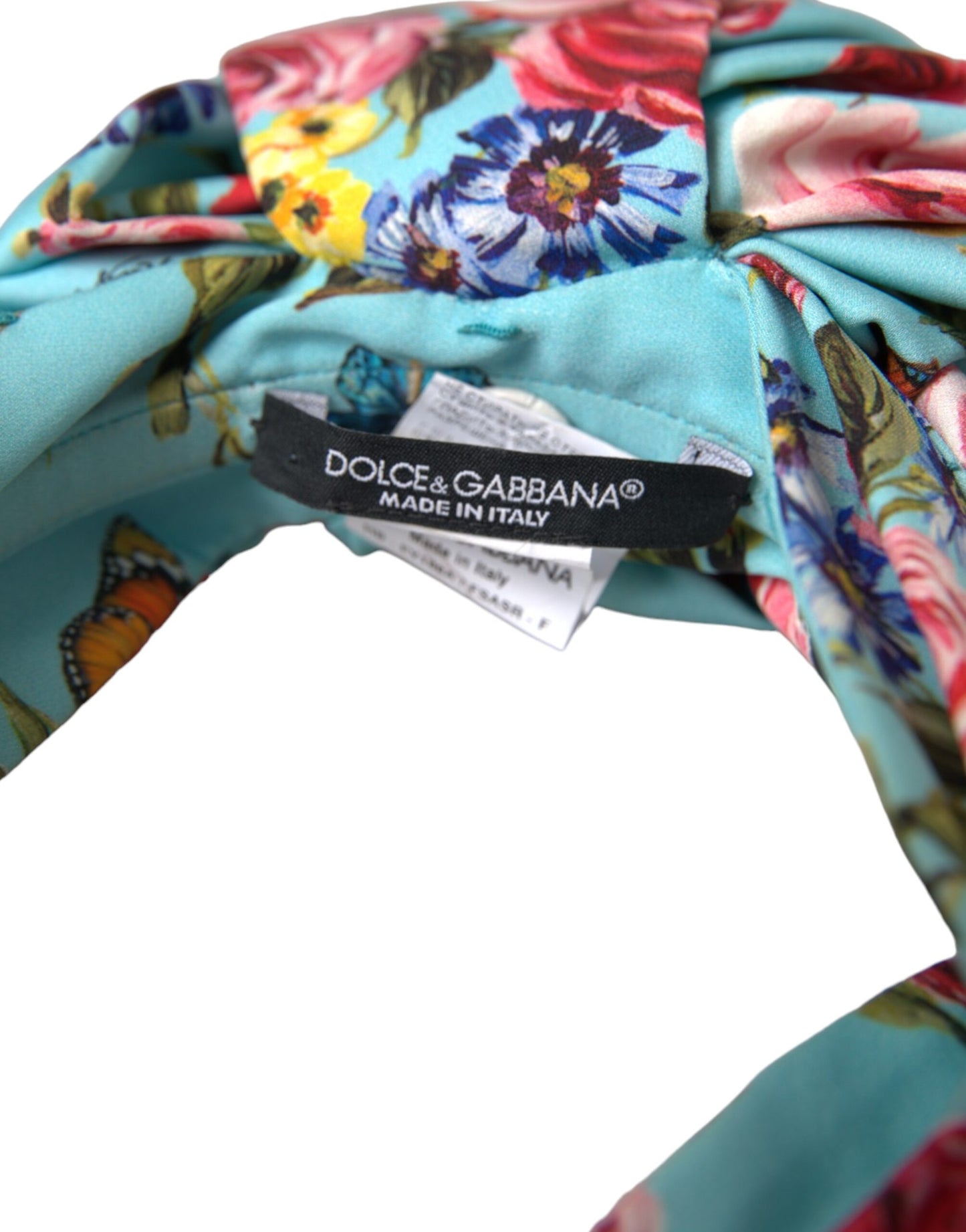 Dolce & Gabbana Turquoise Floral Applique Silk Women Headband Diadem Dolce & Gabbana