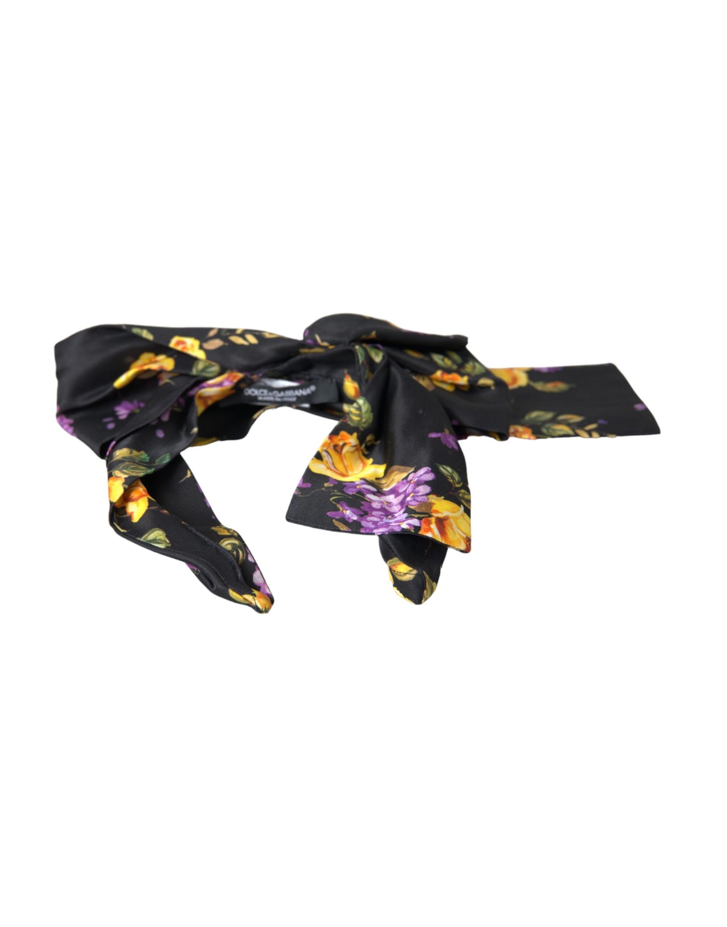 Dolce & Gabbana Black Floral Applique Silk Women Headband Diadem Dolce & Gabbana