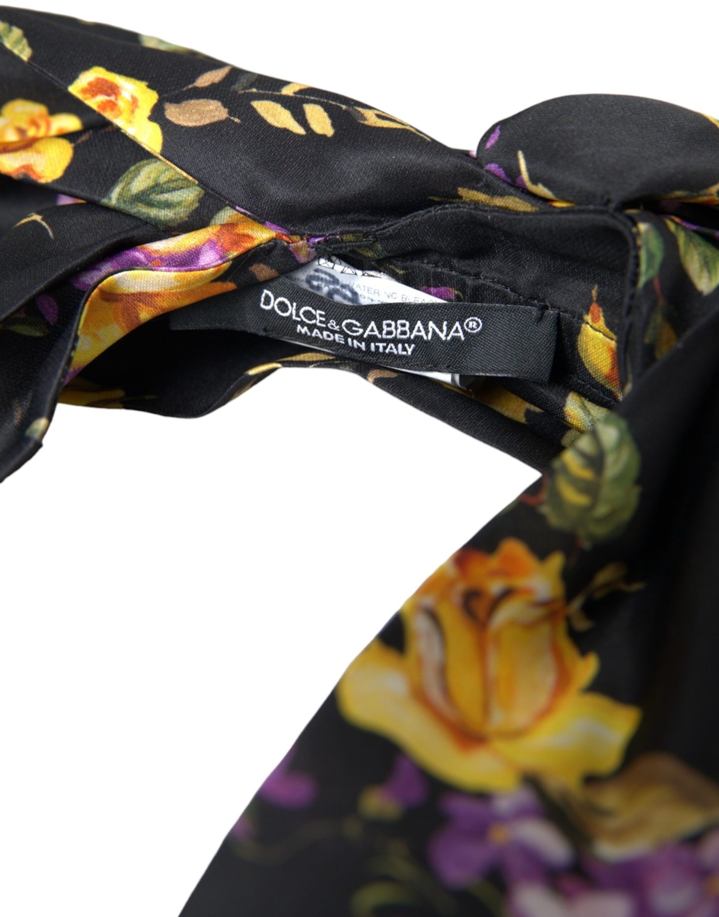 Dolce & Gabbana Black Floral Applique Silk Women Headband Diadem Dolce & Gabbana