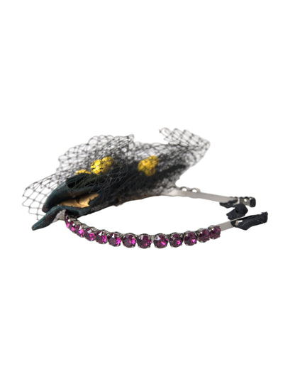 Dolce & Gabbana Black Lemons Sicily Purple Crystal Net Headband Diadem Dolce & Gabbana