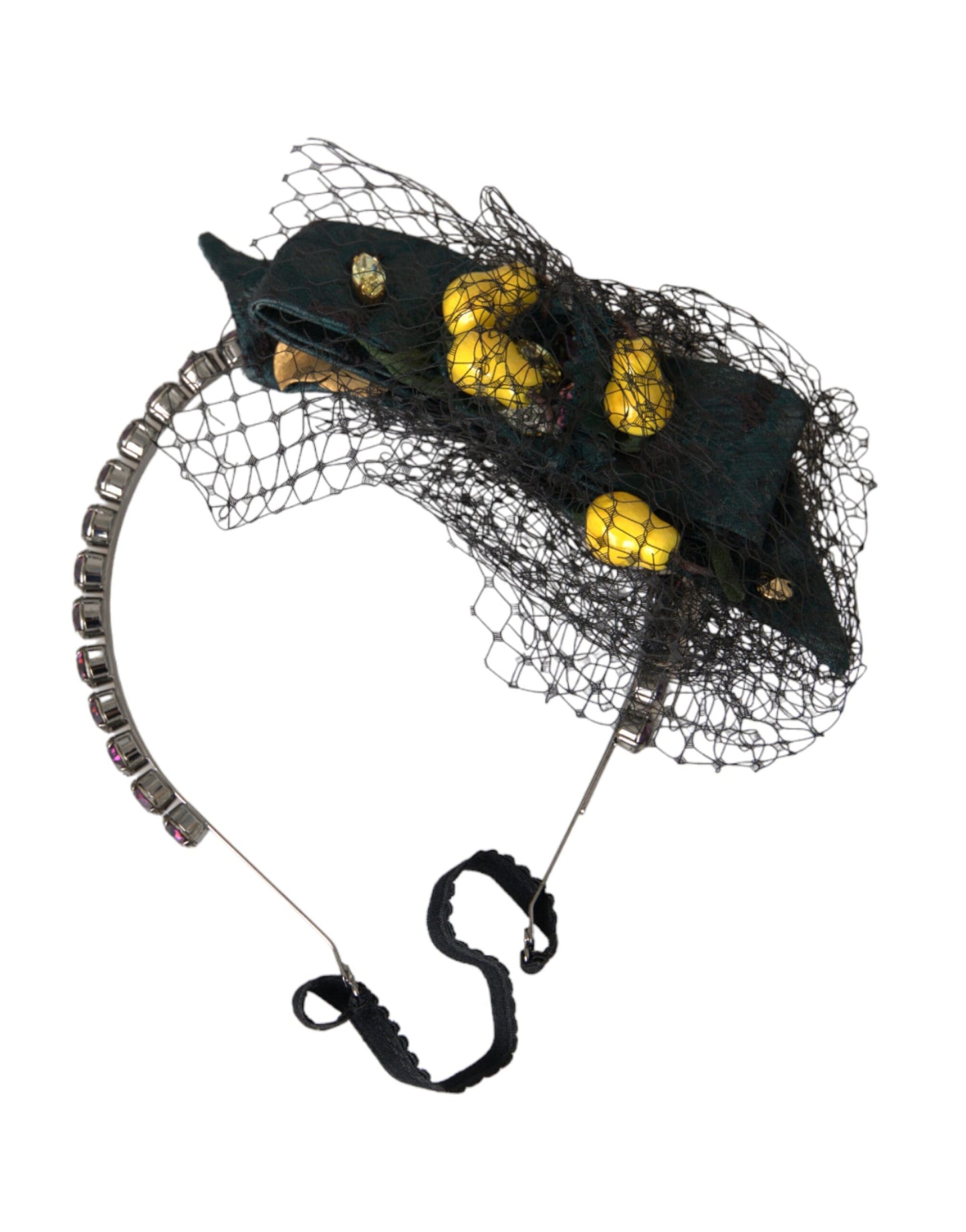 Dolce & Gabbana Black Lemons Sicily Purple Crystal Net Headband Diadem Dolce & Gabbana