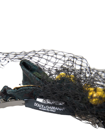 Dolce & Gabbana Black Lemons Sicily Purple Crystal Net Headband Diadem Dolce & Gabbana