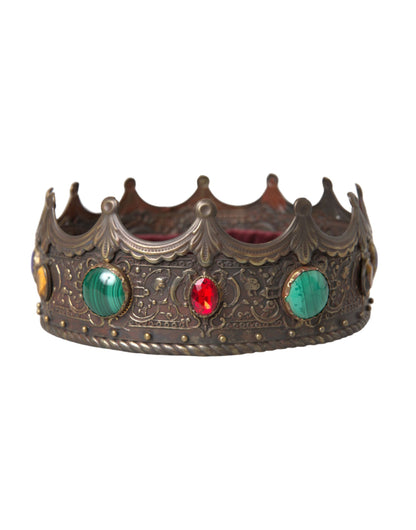 Dolce & Gabbana Bronze Brass Multicolor Crystal Crown Tiara Hat Dolce & Gabbana