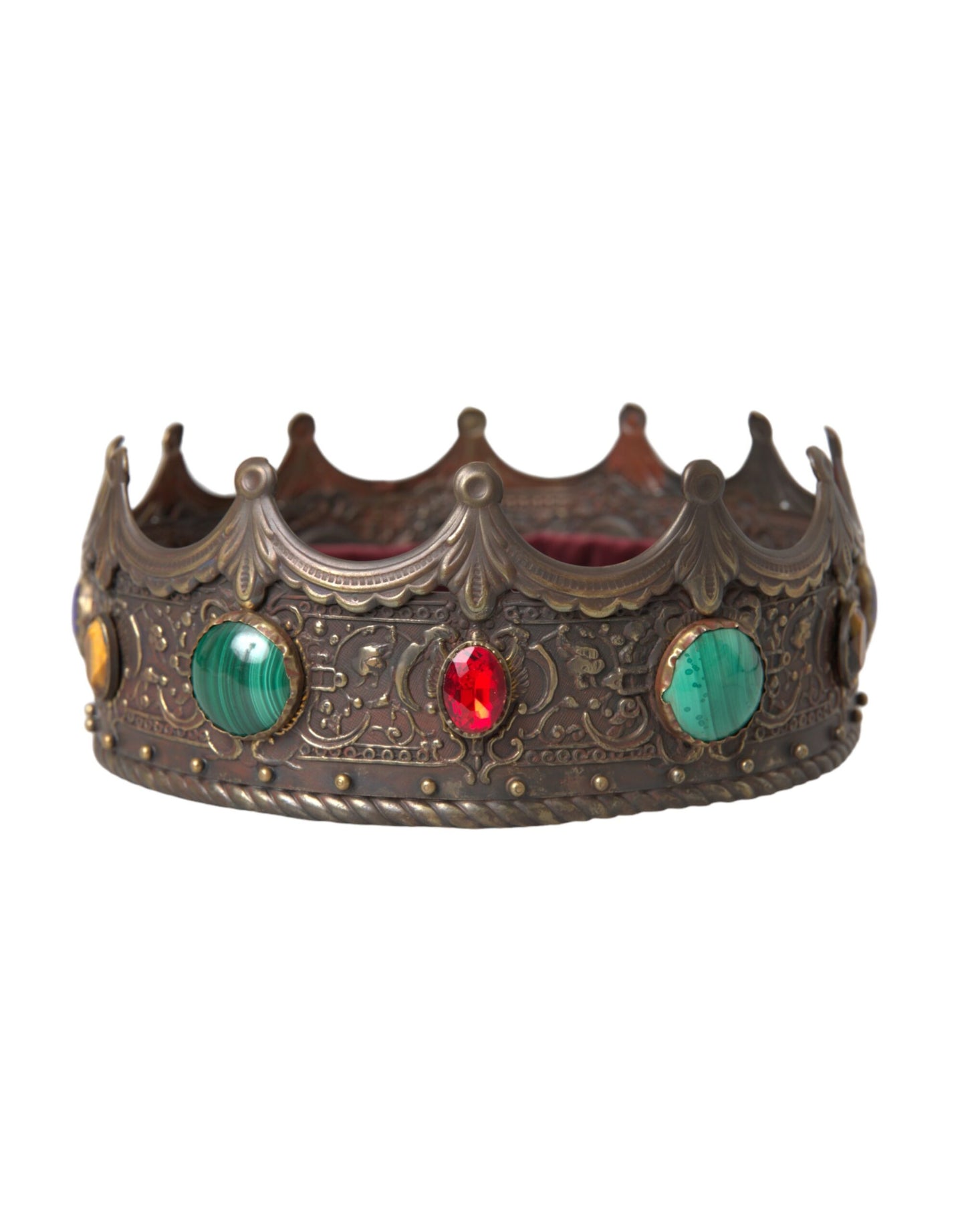 Dolce & Gabbana Bronze Brass Multicolor Crystal Crown Tiara Hat Dolce & Gabbana