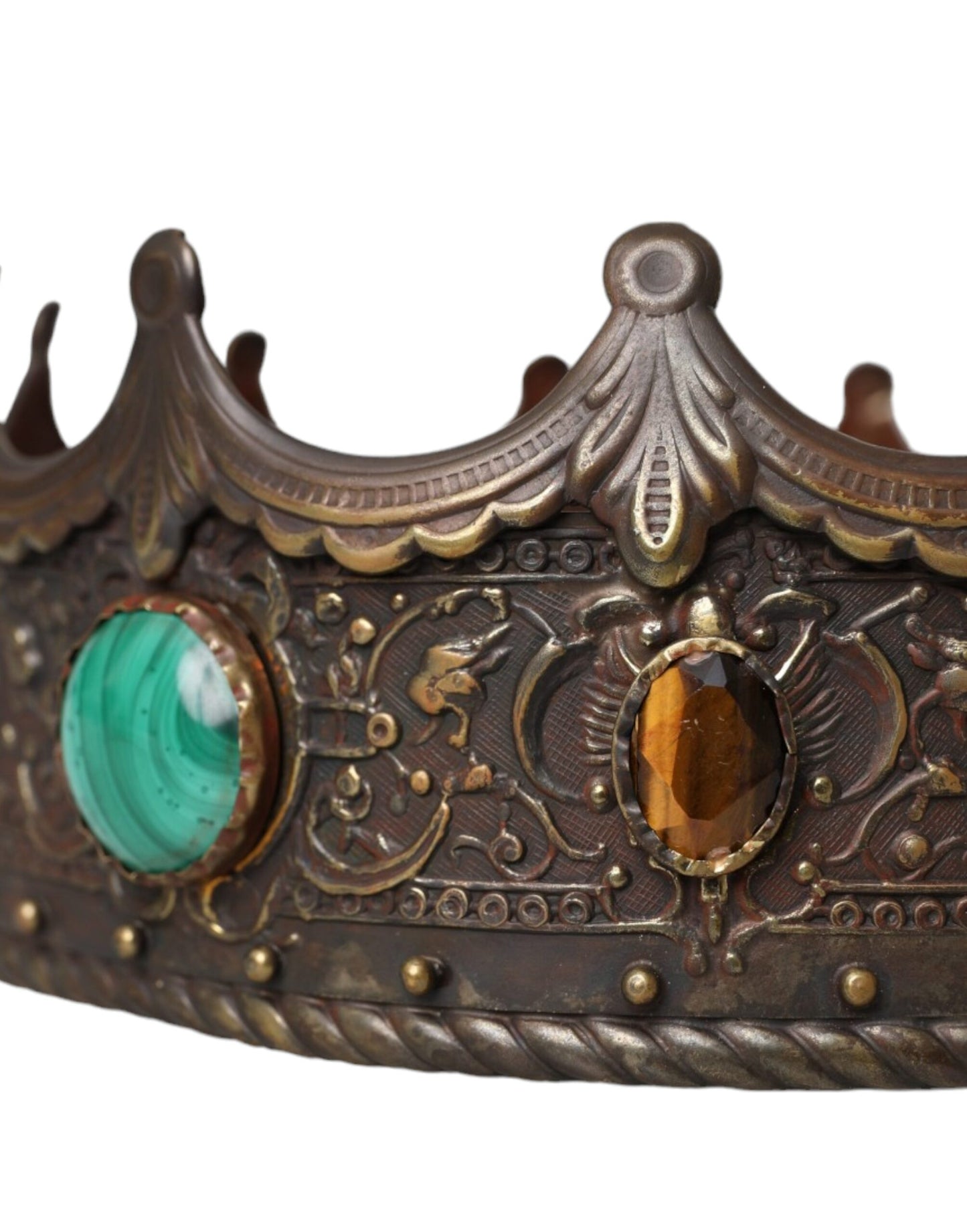 Dolce & Gabbana Bronze Brass Multicolor Crystal Crown Tiara Hat Dolce & Gabbana