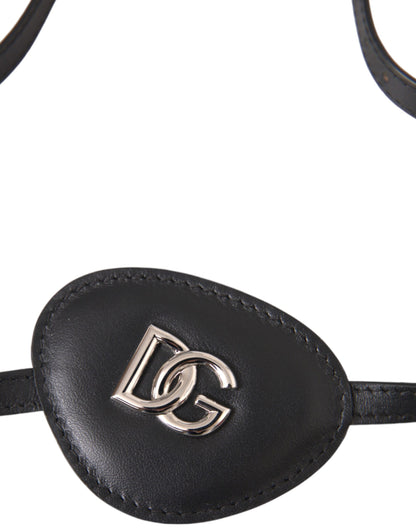 Dolce & Gabbana Black Calfskin Leather Metal DG Logo Eye Patch Dolce & Gabbana