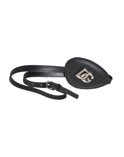 Dolce & Gabbana Black Calfskin Leather Metal DG Logo Eye Patch Dolce & Gabbana