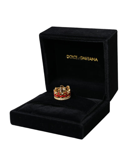 Dolce & Gabbana Gold Tone BrassCrystal Enamel DG CROWN Statement Ring Dolce & Gabbana