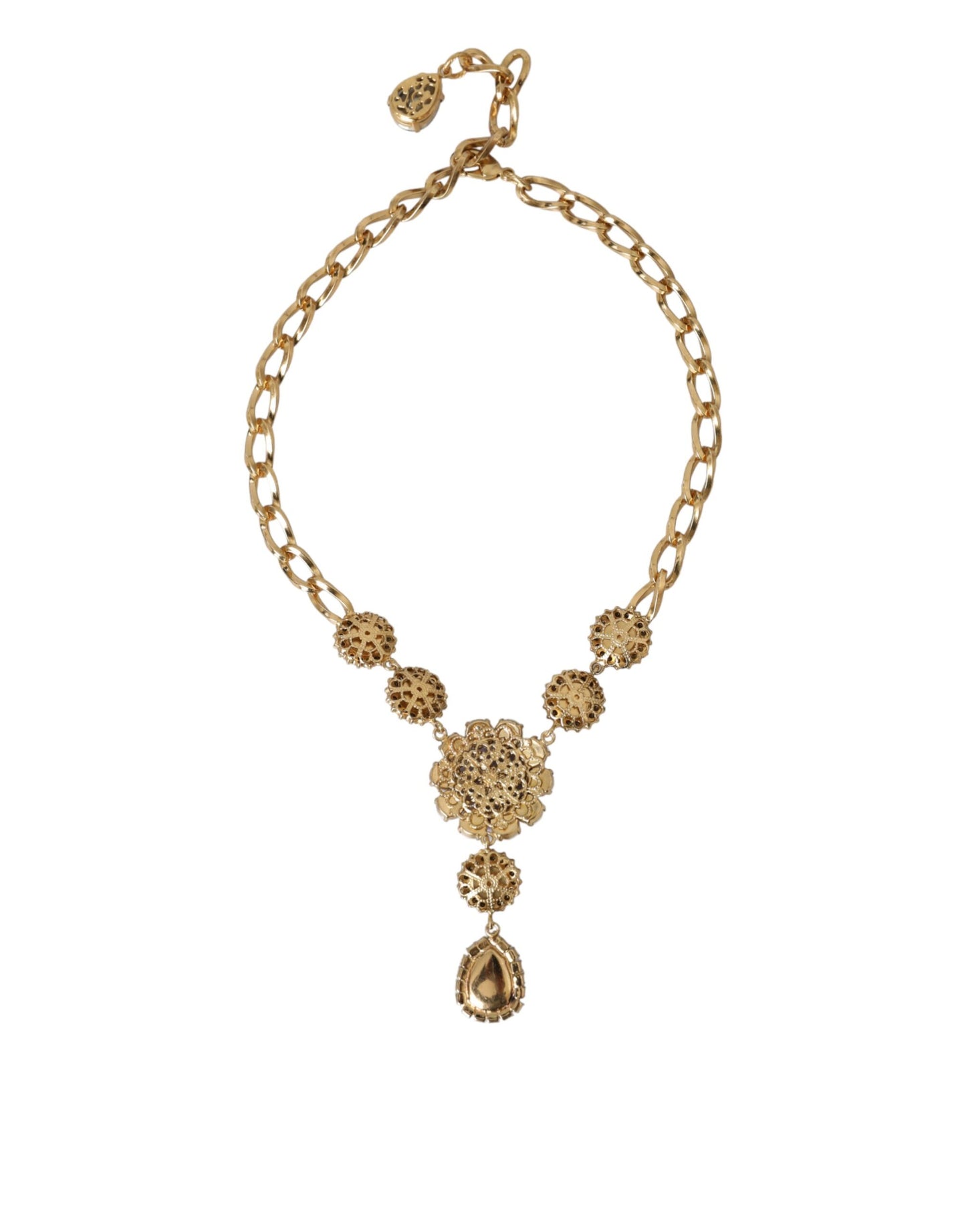 Dolce & Gabbana Gold Brass Crystal Purple Pink Pearl Pendants Necklace Dolce & Gabbana