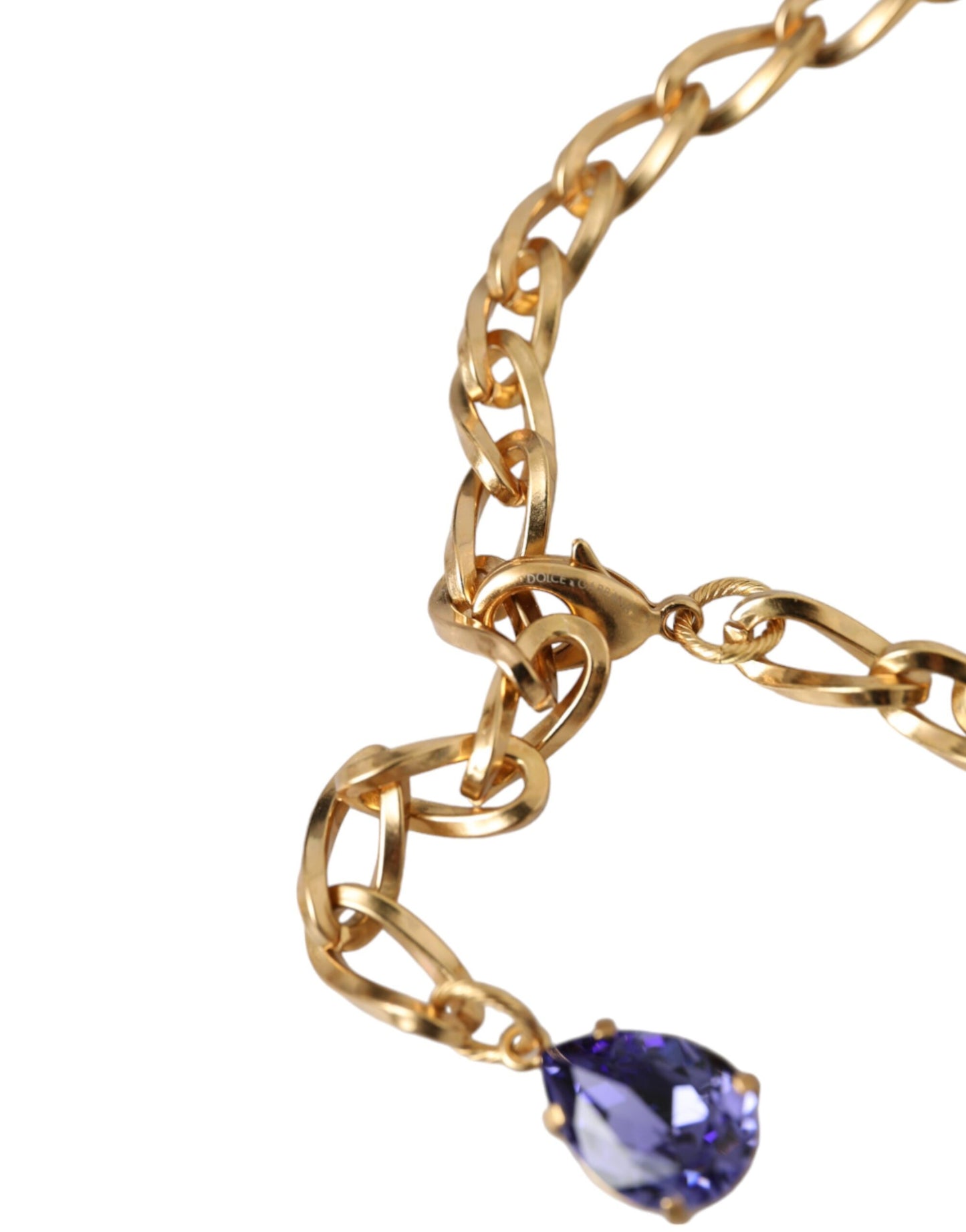 Dolce & Gabbana Gold Brass Crystal Purple Pink Pearl Pendants Necklace Dolce & Gabbana