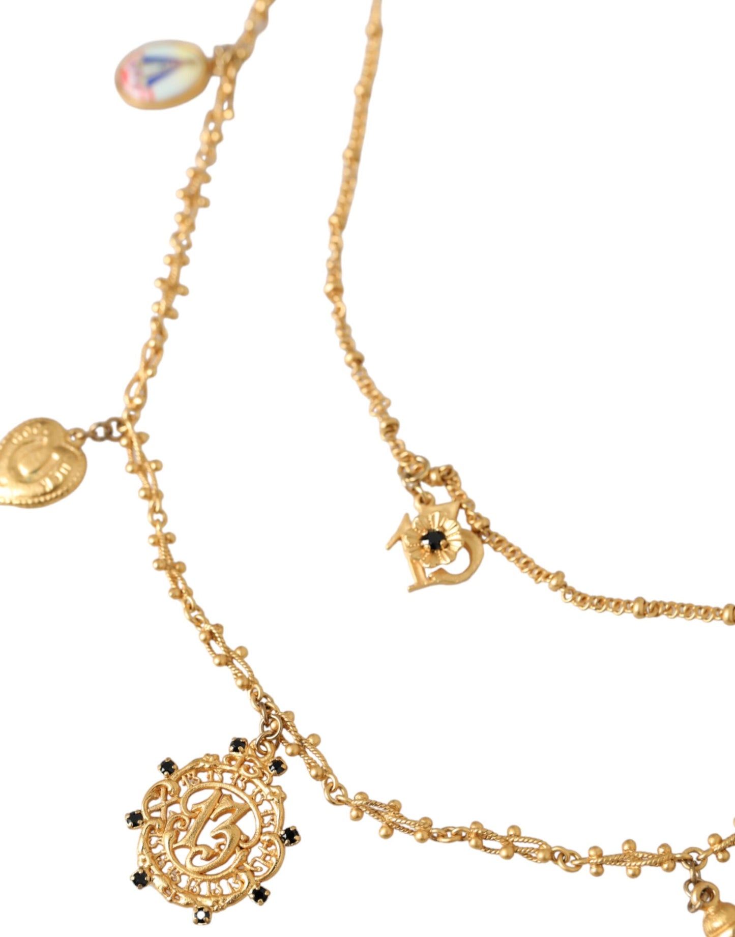 Dolce & Gabbana Gold Tone Chain Brass Charm Statement Sicily Necklace Dolce & Gabbana