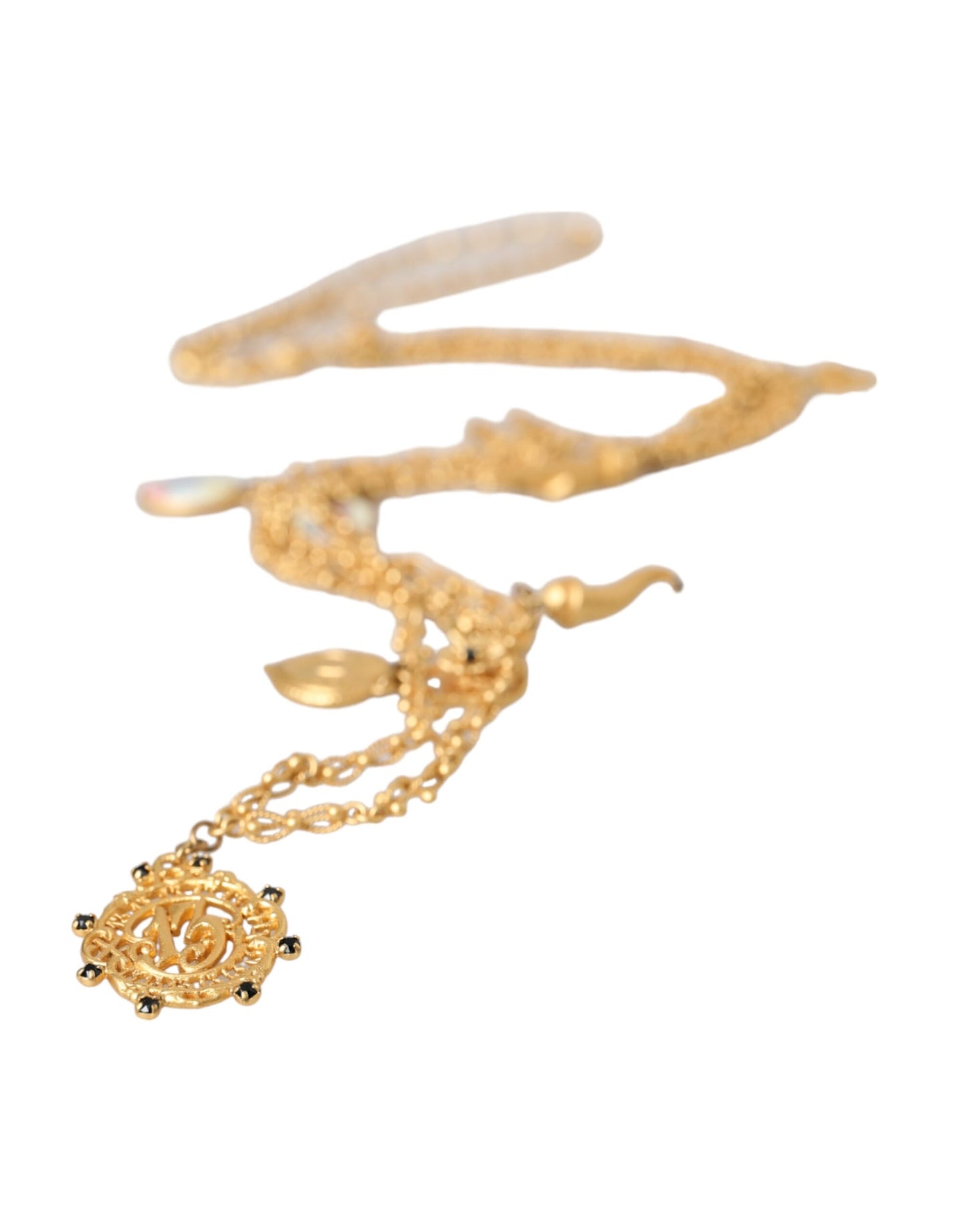 Dolce & Gabbana Gold Tone Chain Brass Charm Statement Sicily Necklace Dolce & Gabbana