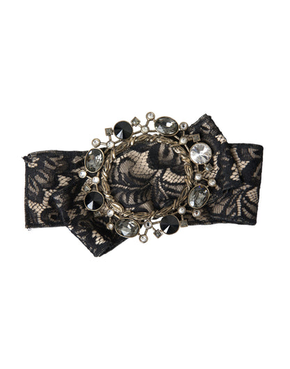 Dolce & Gabbana Black Lace Crystal Handmade Brooch Hair Pin Dolce & Gabbana