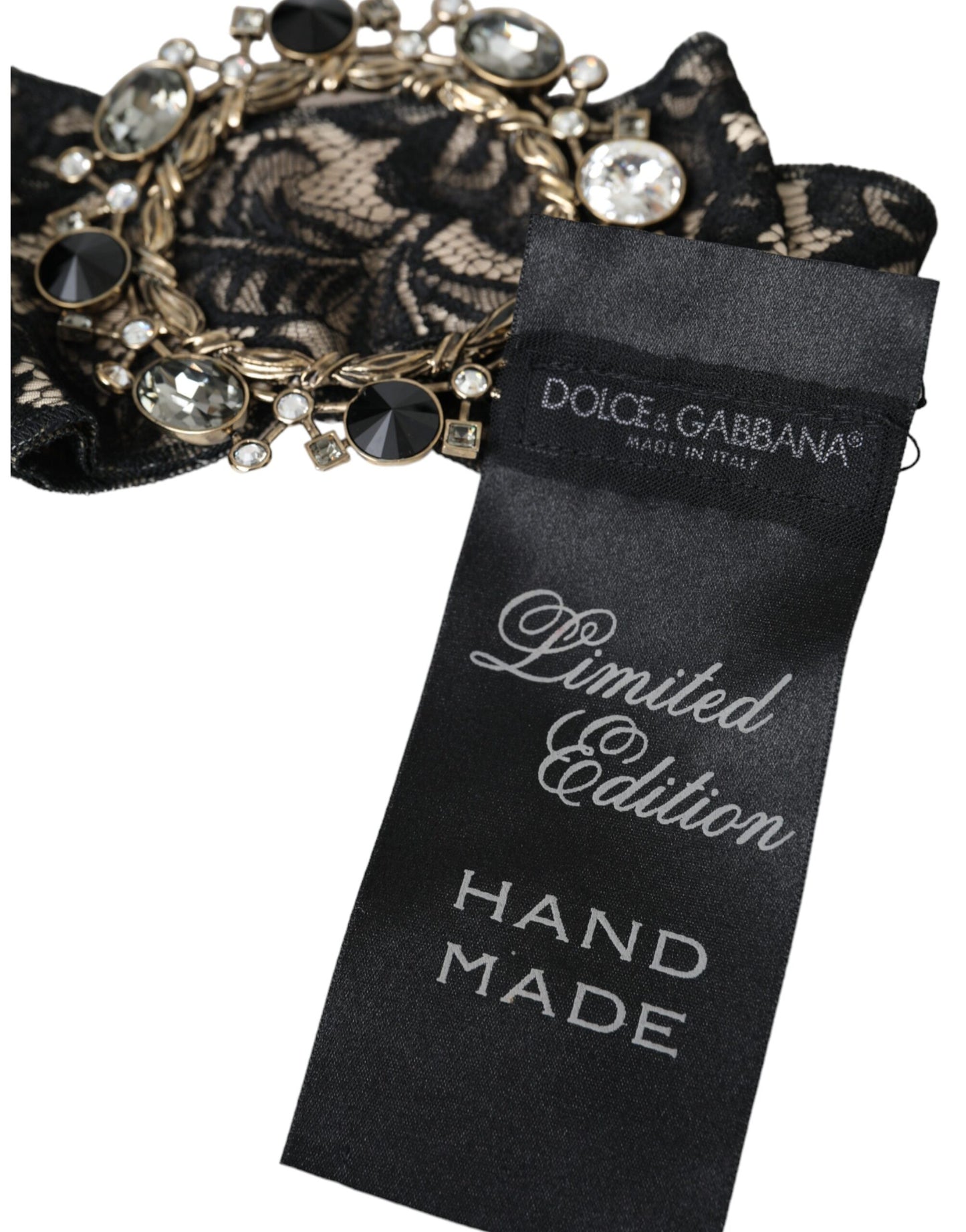 Dolce & Gabbana Black Lace Crystal Handmade Brooch Hair Pin Dolce & Gabbana