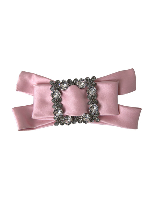 Dolce & Gabbana Pink Satin Crystal Jewelry Brooch Hair Pin Dolce & Gabbana