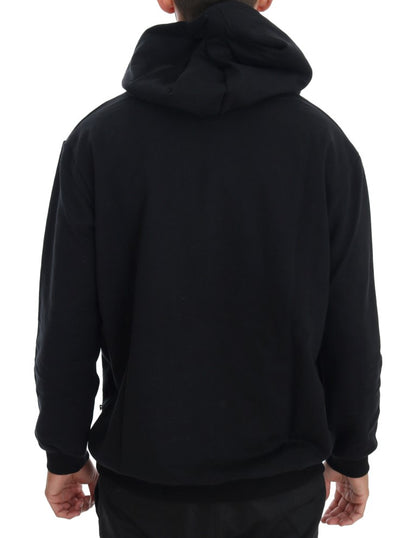 Daniele Alessandrini Elegant Black Cotton Hooded Sweater Daniele Alessandrini