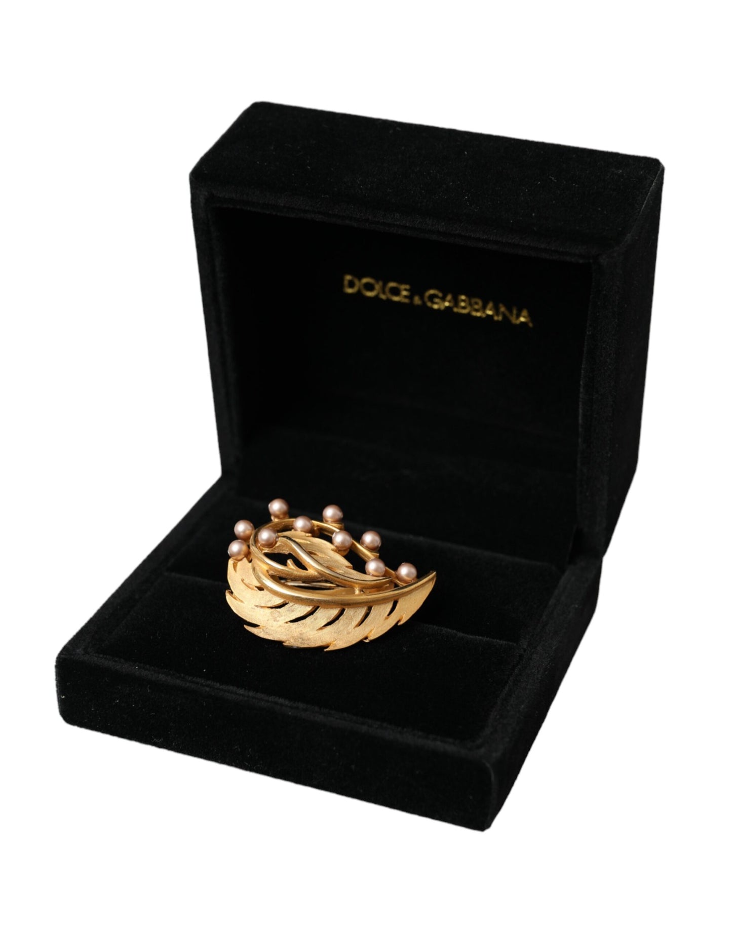 Dolce & Gabbana Gold Brass Leaf Embellished Jewelry Brooch Hair Pin Dolce & Gabbana