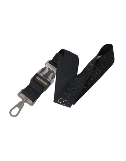 Dolce & Gabbana Black Polyester Stretch Logo Print Bag Shoulder Strap Dolce & Gabbana