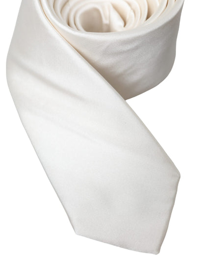 Dolce & Gabbana White Solid 100% Silk Adjustable Tie Dolce & Gabbana